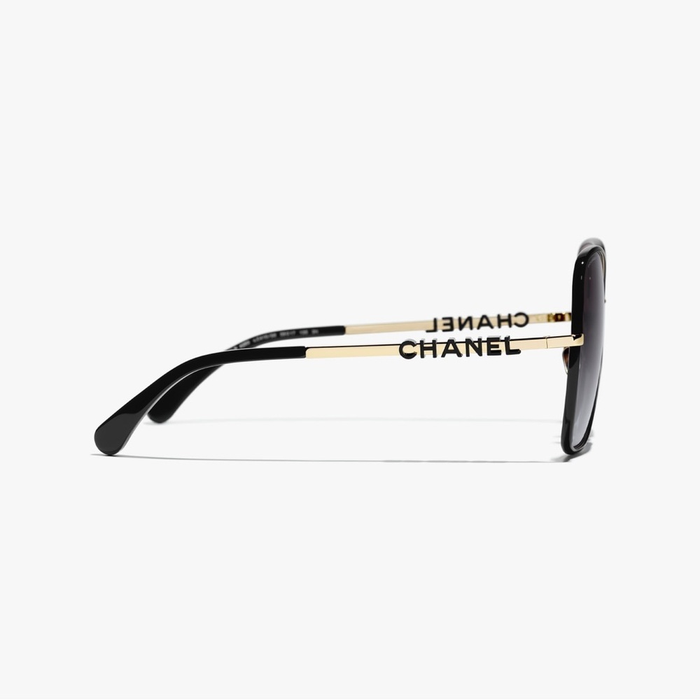 New CHANEL Black and Gold Luxury Sunglasses